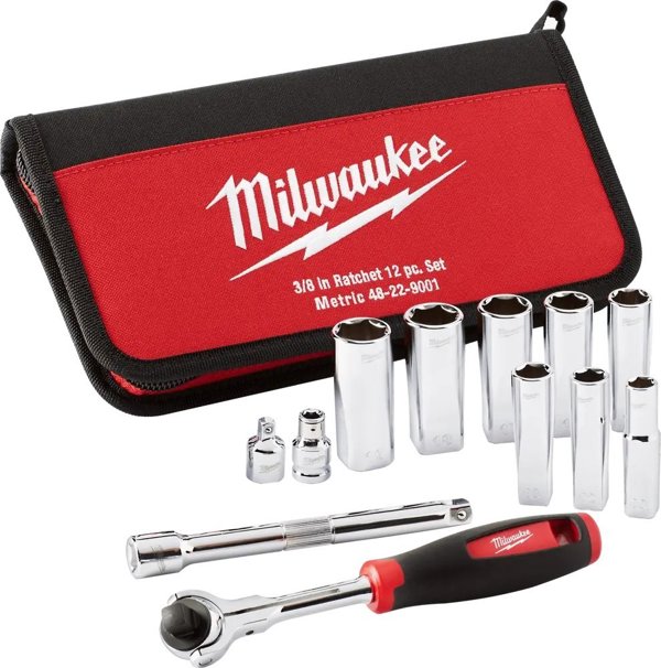 Σετ κεφαλών Milwaukee με καστάνια 3/8 12 τεμ Milwaukee