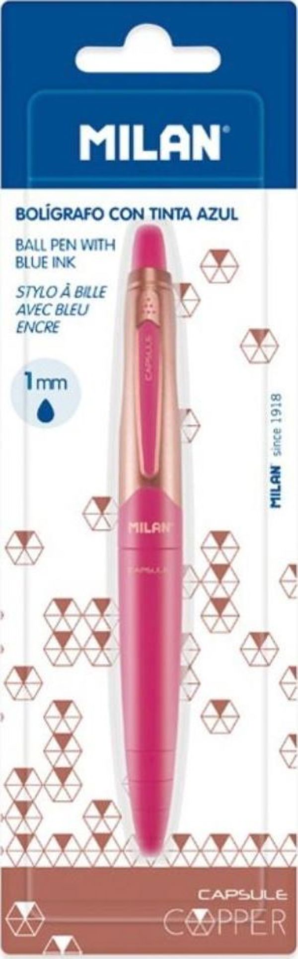 Milan Στυλό Capsule Copper Pink, Μπλε Μελάνι, Μύτη 1mm
