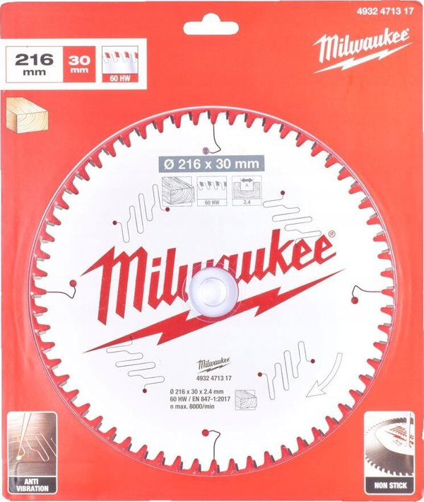 Δίσκος κοπής Milwaukee 216x30x2.4mm 24 δόντια. Milwaukee