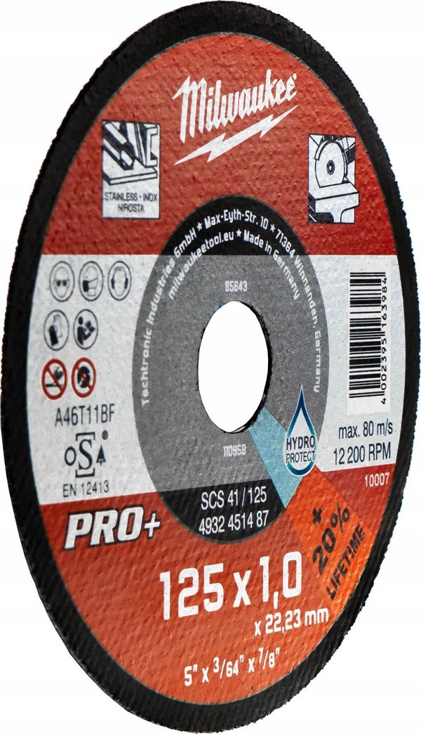 Δίσκος κοπής για μέταλλο 125mmx1.0x22.23 Milwaukee pro+ SCS41 (200 μονάδες) MILWAUKEE