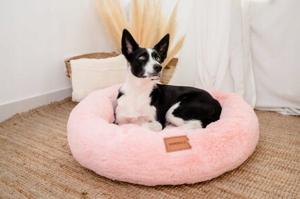 Mimikoko MIMIKO Pets Στρώμα Shaggy στρογγυλό XL 75cm ροζ