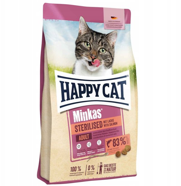 Happy Cat Minkas Sterilised Ξηρά Τροφή Γάτας με Σολομό, για Στειρωμένες Ενήλικες Γάτες, 4kg