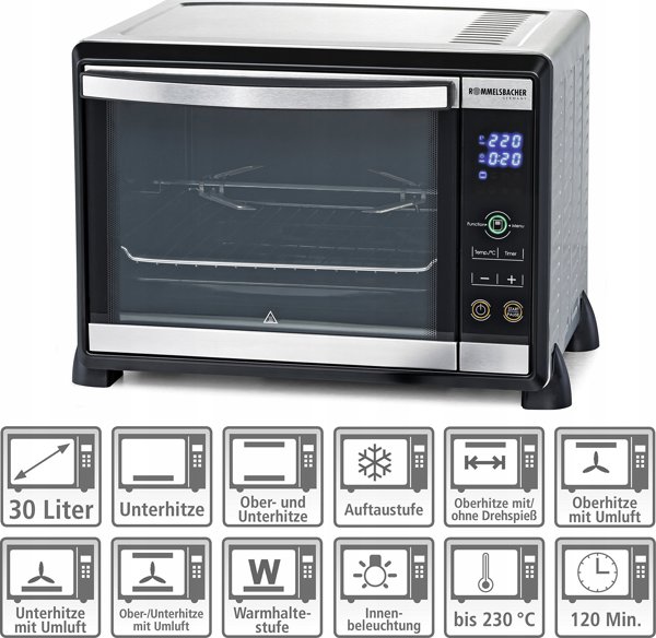 Μίνι φούρνος Rommelsbacher Rommelsbacher baking and barbecue BGE 1580 / E, μίνι φούρνος (ανοξείδωτο ατσάλι)