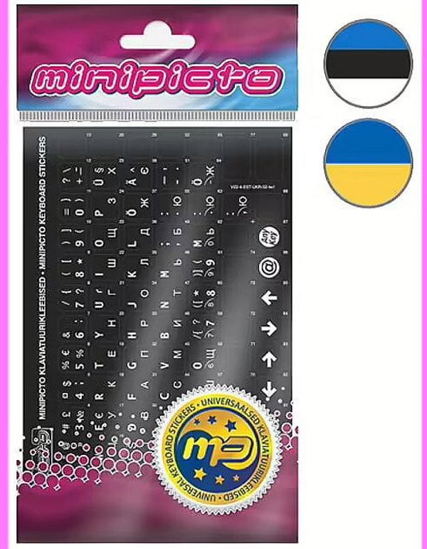 Αυτοκόλλητα πληκτρολογίου Minipicto EST/UKR, μαύρο/ματ (KB-UNI-ESTUKR02TW-BL)