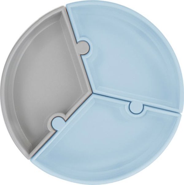MINIKOIOI MINIKOIOI πιάτο με διαχωριστικά και βεντούζα PUZZLE, Mineral Blue/Powder Grey, 101390003