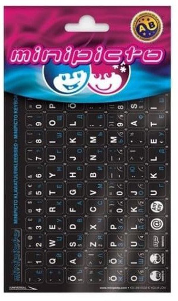 Αυτοκόλλητο πληκτρολογίου Minipicto EST/RUS KB-UNI-EE02-BLK-BLUE, μαύρο/λευκό/μπλε