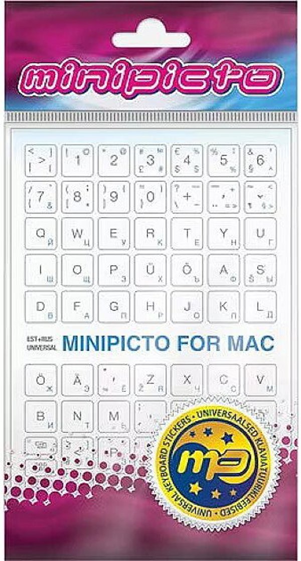 Αυτοκόλλητο πληκτρολογίου Minipicto EST/RUS KB-MAC-EE-RU-WHT, λευκό/γκρι/μπλε