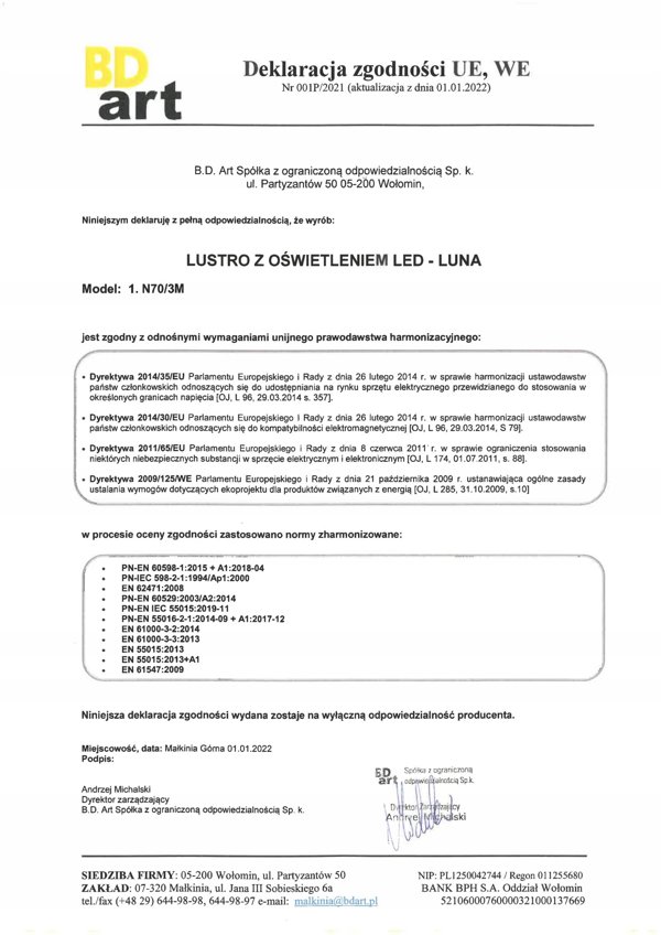 ΚΑΘΡΕΦΤΗΣ ΜΕ LED LUNA ORGANIC 50X70