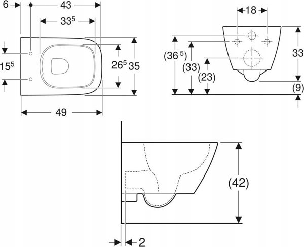 Κρεμαστή λεκάνη τουαλέτας Geberit Smyle Square Rimfree 500.379.01.1