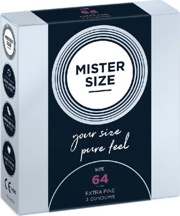 Mister Size Mister Size Προφυλακτικά προσαρμοσμένα στο μέγεθος 64mm 3τμχ.