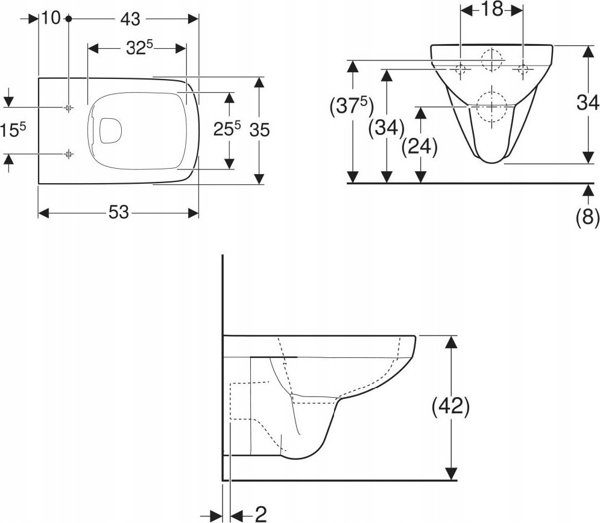 Κρεμαστή λεκάνη WC Geberit Selnova Square Rimfree 500.275.01.1
