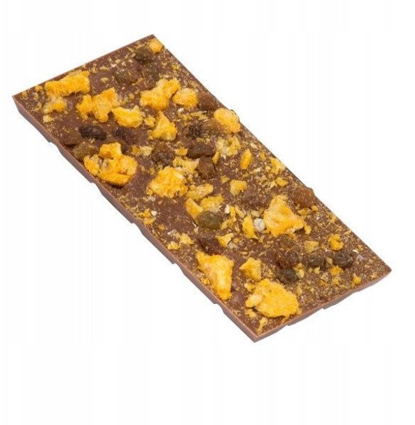 Mleczna czekolada M.Pelczar Chocolatier z mandarynkami i rodzynkami 85g