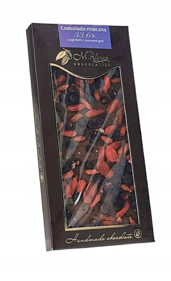 Mleczna czekolada M.Pelczar Chocolatier z jagodami i owocami goji 85g