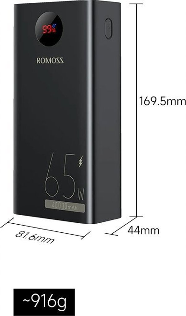 ML Powerbank Romoss PEA40 Pro 40000mAh, 65W (czarny)