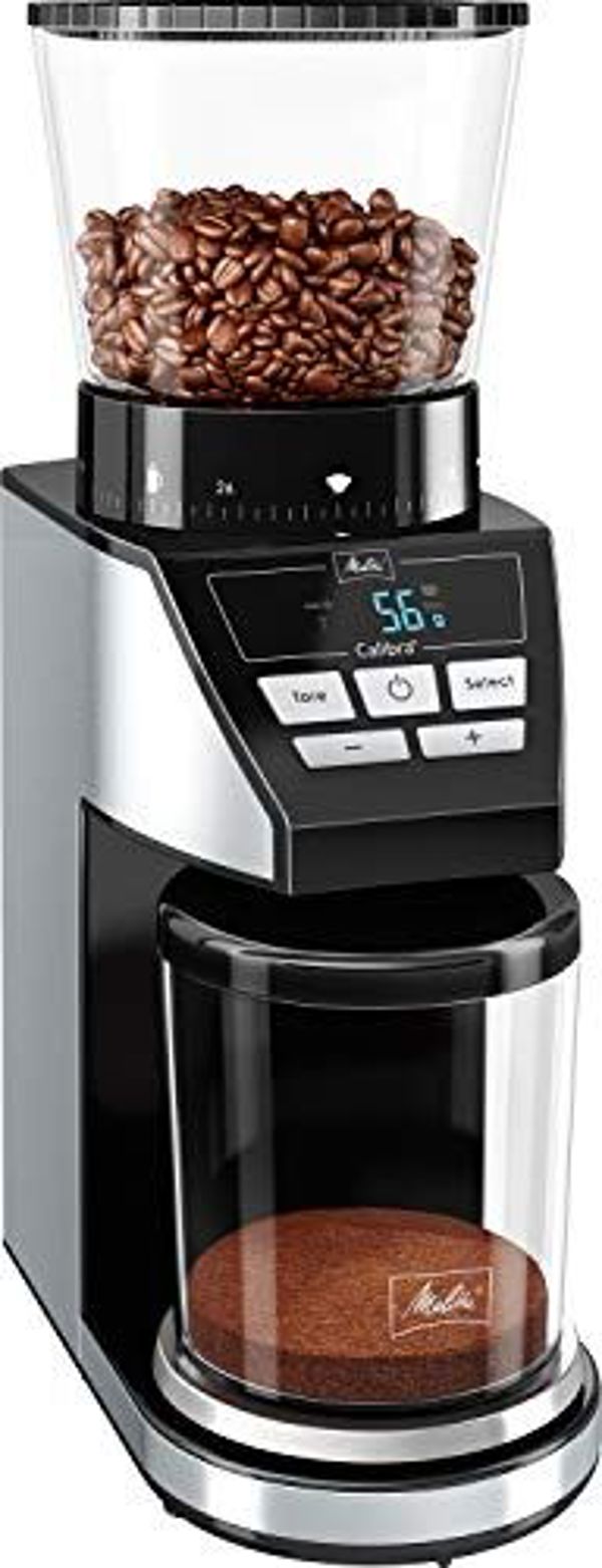 Ηλεκτρικός μύλος καφέ Melitta Melitta 1027-01 SST BK με κωνικό μύλο και οθόνη LCD, καθώς και ενσωματωμένη ζυγαριά, 39 ρυθμίσεις άλεσης, χωρητικότητα: 375 g, 160, μαύρο / ανοξείδωτο ατσάλι
