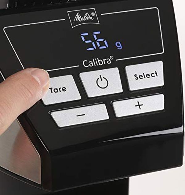 Ηλεκτρικός μύλος καφέ Melitta Melitta 1027-01 SST BK με κωνικό μύλο και οθόνη LCD, καθώς και ενσωματωμένη ζυγαριά, 39 ρυθμίσεις άλεσης, χωρητικότητα: 375 g, 160, μαύρο / ανοξείδωτο ατσάλι