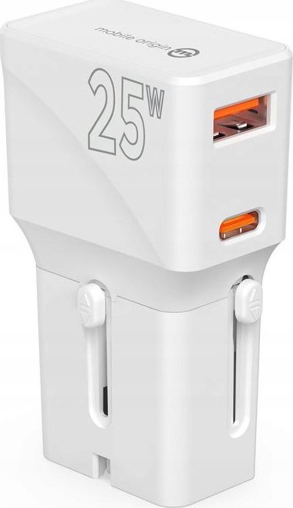 Mobile Origin Ταξιδιωτικός αντάπτορας 25W, EU/US/UK/AU, λευκός (TAD25-2P-WHT)