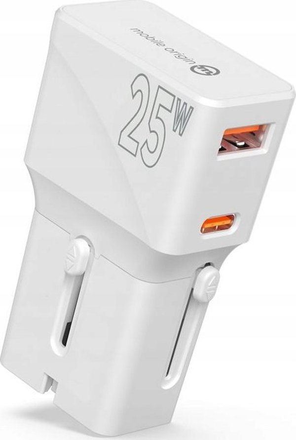 Mobile Origin Ταξιδιωτικός αντάπτορας 25W, EU/US/UK/AU, λευκός (TAD25-2P-WHT)
