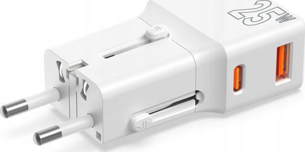 Mobile Origin Ταξιδιωτικός αντάπτορας 25W, EU/US/UK/AU, λευκός (TAD25-2P-WHT)