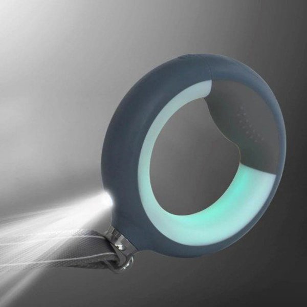 DoggyVillage MT7128 Λουρί Σκύλου 3 σε 1 με LED Φακό, Φωτιζόμενη Λαβή και Διανομέα Σακουλών, 2m, Μαύρο