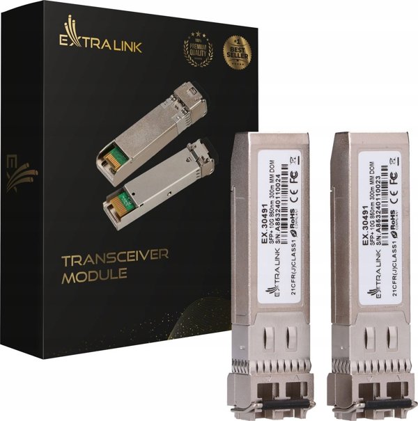 ExtraLink SFP+ 10G Transceiver Module, 850NM Multi-Mode, 300m, 2-Pack