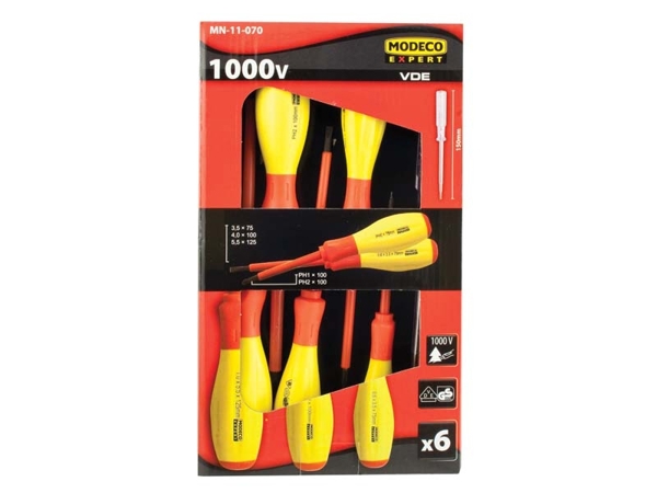 Modeco Σετ μονωμένων κατσαβιδιών 1000V 6 τεμ. - MN-11-070