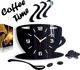 ModernClock Ρολόι Τοίχου Φλιτζάνι 3D Quartz, Μαύρο Γυαλιστερό Ακρυλικό, Μοντέρνα Διακόσμηση Κουζίνας