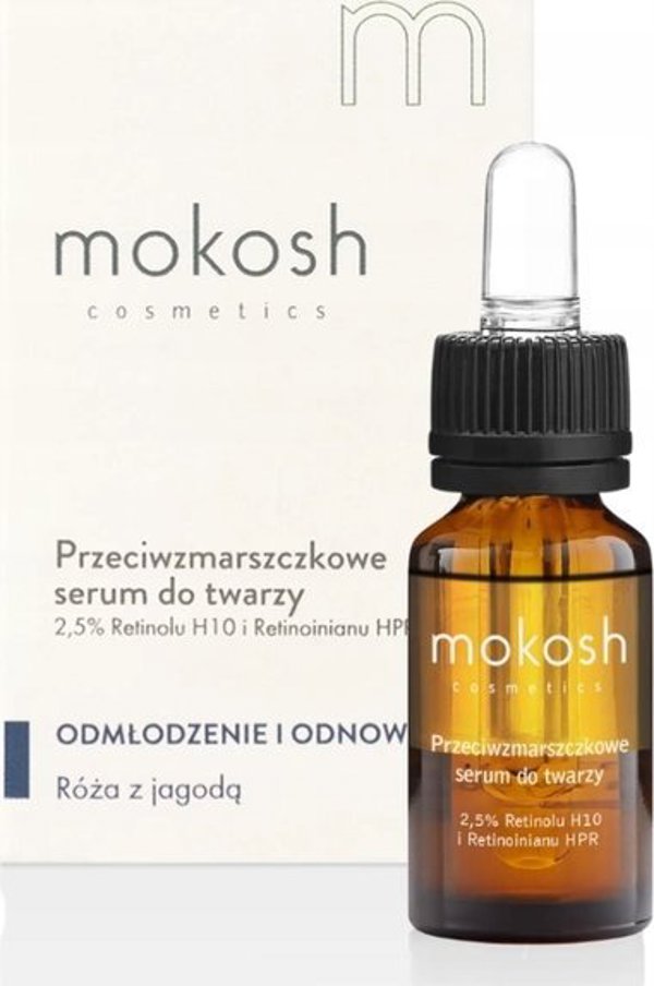 Mokosh Ορός Προσώπου με 2,5% Ρετινόλη H10 & HPR, Αντιρυτιδική Φροντίδα με Τριαντάφυλλο και Μούρο