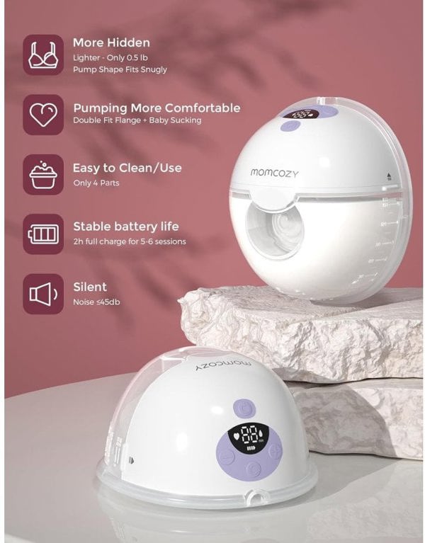 Momcozy M5 Double Electric Breast Pump Purple, 160ml