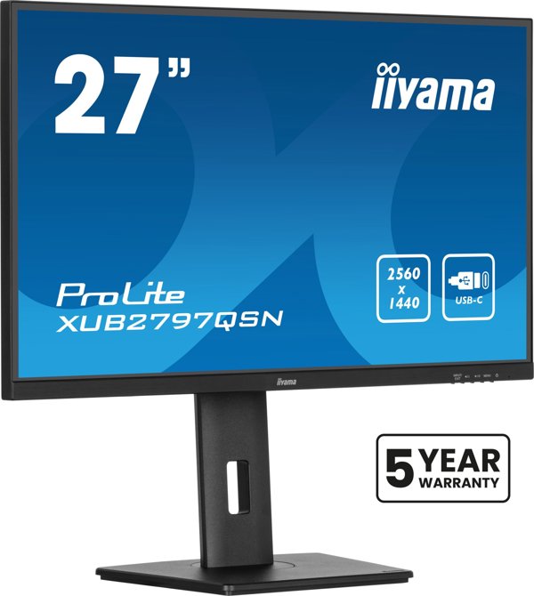 iiyama ProLite XUB2797QSN-B2 Monitor 27" QHD IPS, Ρυθμιζόμενο Ύψος, USB-C Docking Station