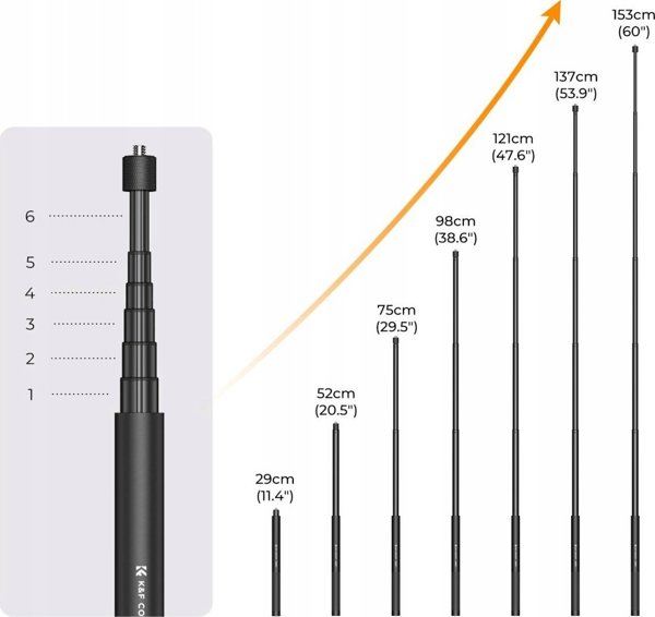 Μονοπόδι Kf Στάντ Μονοπόδι Κοντάρι Selfie Stick 153cm Για Gopro Sjcam Xiaomi Dji Insta360 /  Kf09.132 / Ms07