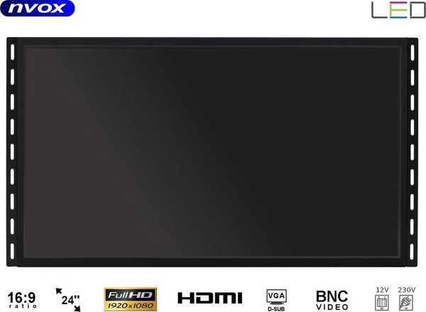 Οθόνη αφής open frame LED 24" HDMI USB VGA BNC 12V 230V Full HD