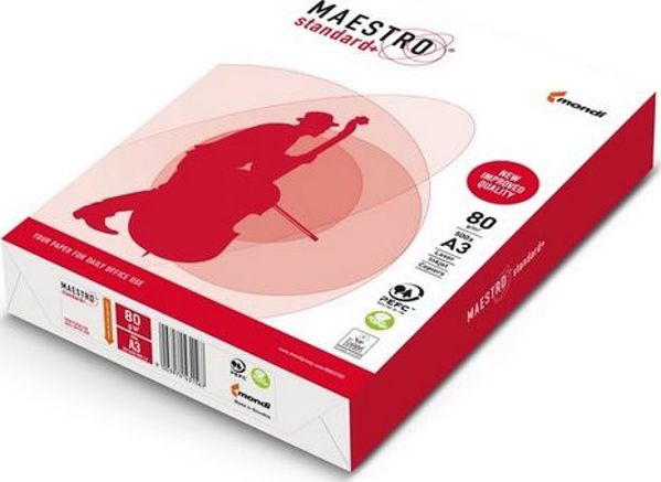 Mondi Maestro Standard+ Χαρτί Φωτοαντιγραφικό A3, 80g, 500 Φύλλα, Λευκό