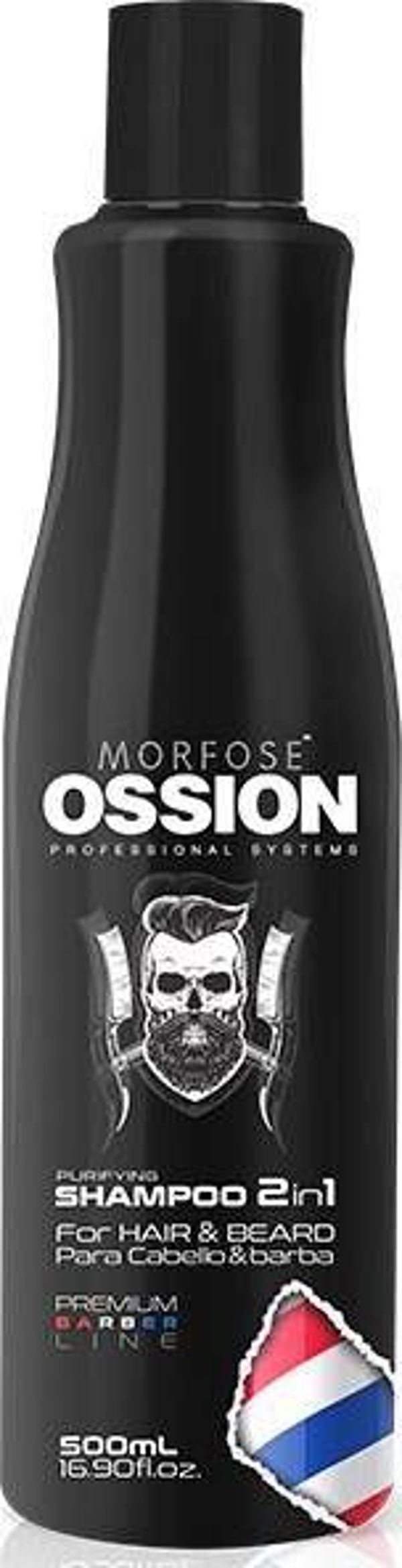 Morfose Ossion Premium Barber Σαμπουάν 2in1 για Μαλλιά και Γένια, με Εκχύλισμα Τσουκνίδας και Ginseng, 500ml