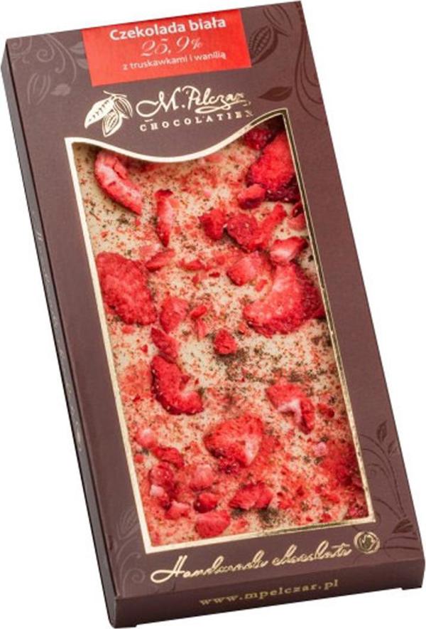 M.Pelczar Chocolatier Λευκή σοκολάτα με φράουλα και βανίλια 85 g