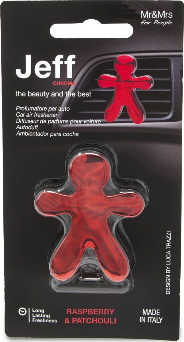 Mr&Mrs Fragrance Mr Mrs JEFF JJEFFC02SU Raspbery Patchouli Scent for Car, 4,5 x 5,5 cm, Chrome Red
