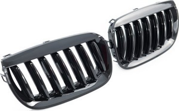 MTuning Μπροστινή μάσκα μεμονωμένες γρίλιες Gloss Black για BMW X3 E83 pre-facelift 2003-2006