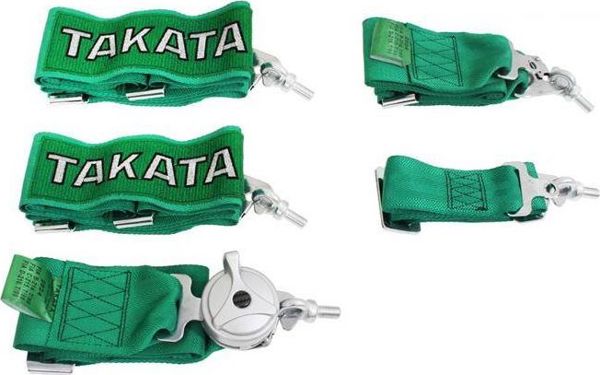 MTuning_F Ζώνες Ασφαλείας 5 Σημείων 3" Green - Takata Replica για Tuning