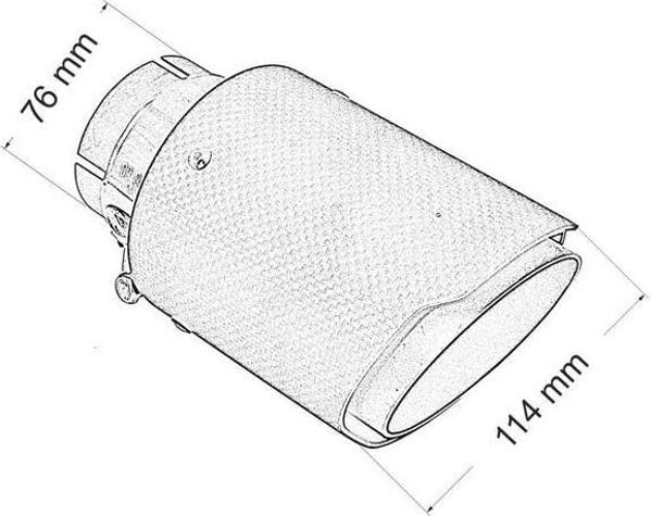 MTuning Μύτη Εξάτμισης Carbon 114mm, Είσοδος 76mm, Ανοξείδωτο Ατσάλι 201SS, Universal Slip-on Σχεδιασμός
