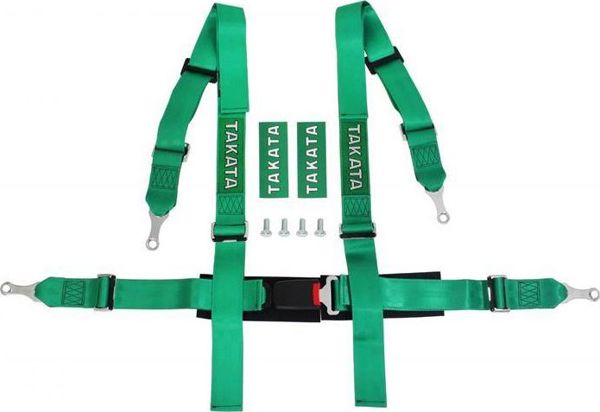 MTuning_F Ζώνες Ασφαλείας 4 Σημείων Takata Replica 2" Πράσινες - Σετ Αγωνιστικές Ζώνες Αυτοκινήτου
