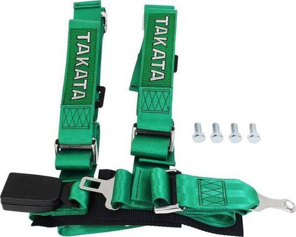 MTuning_F Ζώνες Ασφαλείας 4 Σημείων Takata Replica 2" Πράσινες - Σετ Αγωνιστικές Ζώνες Αυτοκινήτου