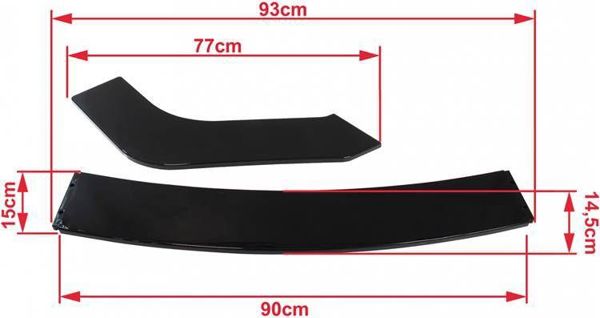 MTuning Universal Splitter Προφυλακτήρα 3 Τεμαχίων, ABS, Μαύρο
