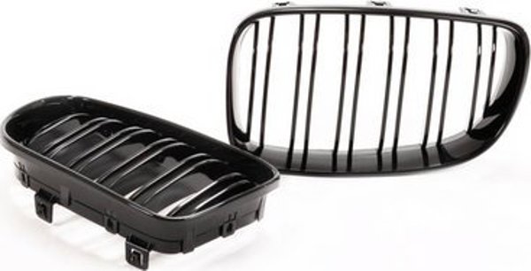 MTuning Γρίλια σπορ διπλά πλευρικά Gloss Black για BMW 1 (E81, E87) Hatchback, 1 (E88) Cabrio, 1 (E82) Coupe Facelift 2007-2011