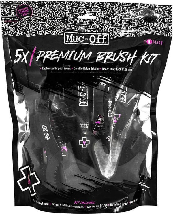 Σετ βουρτσών καθαρισμού Muc-Off 5x Premium Brush Kit (μαύρο, σετ 5 τεμαχίων)