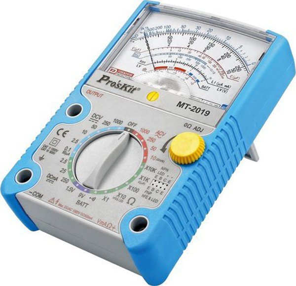 Αναλογικό πολύμετρο 0.1-1000V AC/DC, 0.05-250mA DC, με μέτρηση αντίστασης και χωρητικότητας, τρανζίστορ, διόδων, δοκιμή κυκλώματος, Pro'sKit
