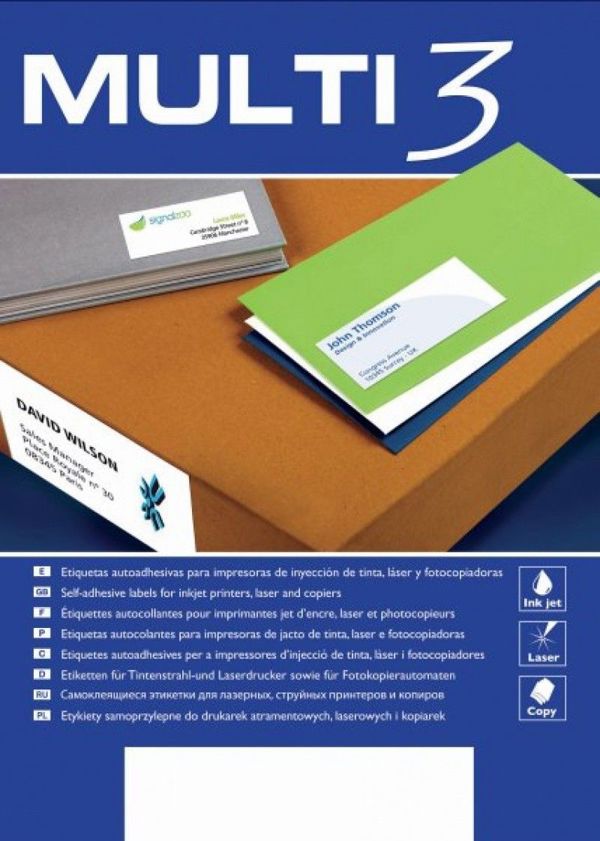 Ετικέτες γενικής χρήσης MULTI 3, 105x57mm, ορθογώνιες, λευκές 100 φύλλα