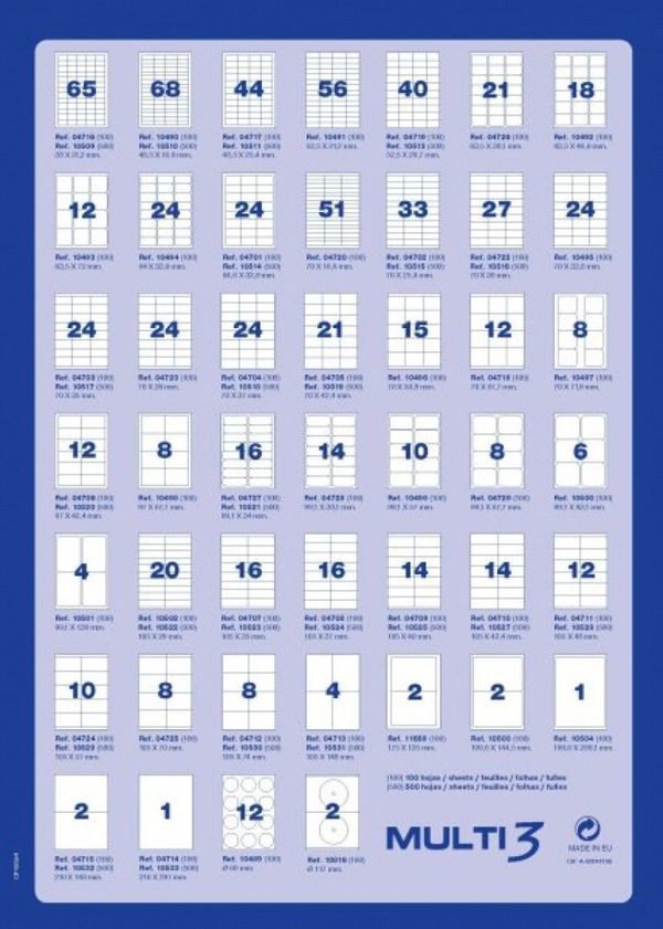 Ετικέτες γενικής χρήσης MULTI 3, 63,5x72mm, στρογγυλεμένες, λευκές