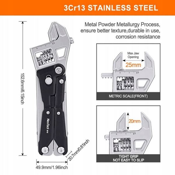 Multitool NexTool W4 11w1 z kluczem nastawnym typu francuz