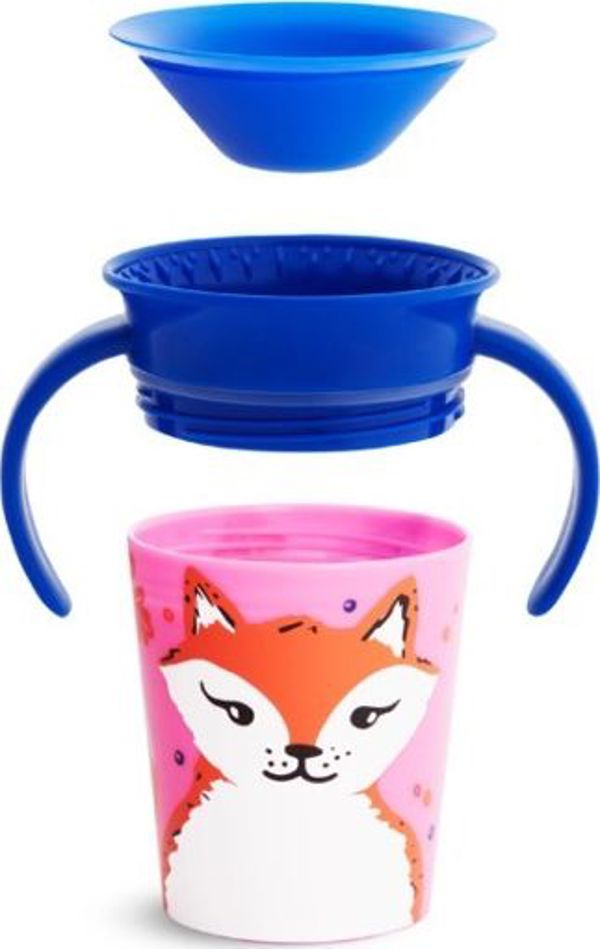 Munchkin Κύπελλο χωρίς διαρροές 360 Eco Wildlove Εκπαιδευτικό Αλεπού 177ml ροζ