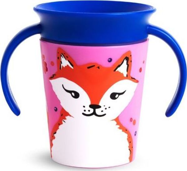 Munchkin Κύπελλο χωρίς διαρροές 360 Eco Wildlove Εκπαιδευτικό Αλεπού 177ml ροζ